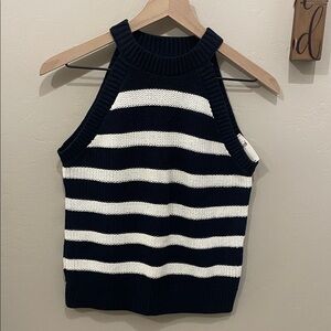 Old Navy Navy and White Striped Halter Top